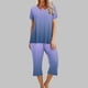 thumbnail image 2 of Conjunto de Pijama de Mujer Estampado Cuello Redondo Camiseta de Manga Corta Y Pantalones, Ropa de Salón con Bolsillos, 2 of 9