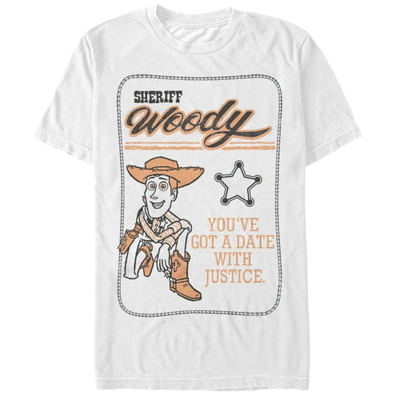 Men's Toy Story Sheriff Woody Date With Justice Graphic Tee White 2X Large