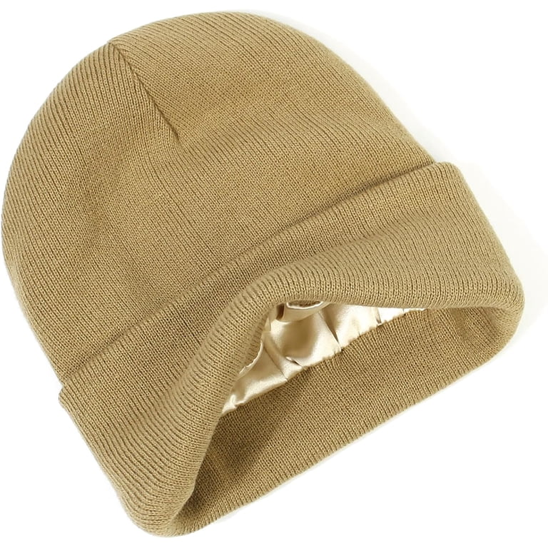 Silk Lined Beanie Winter Hat for Women Men Unisex Soft Knitted Slouchy Skull Cap Unisex Satin Lined Winter Beanie for Women Men Silky Lining  main image 2