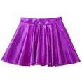 thumbnail image 2 of Sinleey Kids Girls Sparkly Metallic Flared A-Line Skater Mini Skirt Latin Jazz Cheer Performance Skort Purple 14, 2 of 6