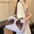 thumbnail image 5 of Btomtd Polka Dot Bow Tote Bag, Large Capacity Shoulder Handbag with Top Handle for Daily Commute, Crossbody Bags for Women, White, 5 of 8