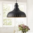 thumbnail image 2 of Aiwen Matte Black Dome Pendant Light, Rustic Dining Room Light Fixture with Rivet Shade, 20 inch, 2 of 7