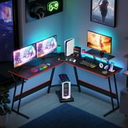 L Shaped Gaming Desk Corner Computer Desk, Home Office Desks Writing Workstation with Large Monitor Stand, Easy to Assemble, Black