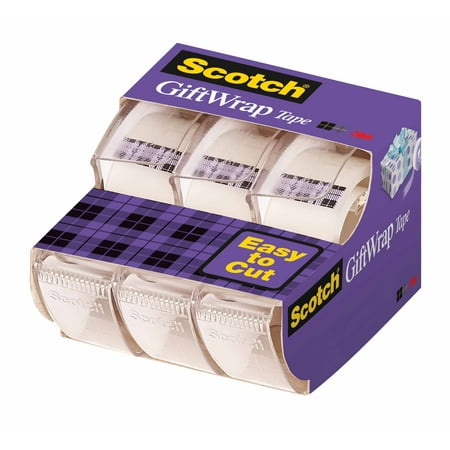 Scotch Gift Wrap Tape Dispensers 3 Pack, 3/4 in. x 325in. per Dispenser