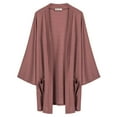 thumbnail image 6 of Grace Karin Women's Open Front Cardigan Oversized Waffle Knit Long Batwing Sleeve Sweaters with Pockets,Redwood, 6 of 7