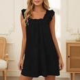 thumbnail image 2 of DHFJKG Summer Dresses For Women Casual Sleeveless Square Neck Ruffle Spaghetti Strap Flowy Mini Dress Beach Sundress Soft Dresses, 2 of 6