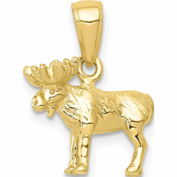 10K Yellow Gold 3-D Moose Pendant (16 X 14) Made In Peru -Jewelry By Sweet Pea