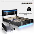 thumbnail image 3 of Faux Leather Bed Frame Queen Size with 4 Drawers & USB Charging Station & LED Light Headboard Footboard, Modern Upholstered Platform Bed, No Box Spring Needed, 3 of 8