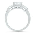 thumbnail image 2 of 1.62 ct Square Emerald Cut White Sapphire 3 Stone 18K White Gold Womens Engagement Ring, 2 of 6