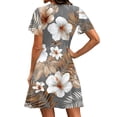 thumbnail image 5 of Sundresses for Women 2026 Hawaiian Floral Print V Neck Short Sleeve Elegant Classy Fashion Dress Casual Beach Outfits, 5 of 5