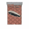 thumbnail image 2 of Ambesonne Retro Fitted Sheet & Pillow Sham Set, Zeppelin Modern Mix, Twinxl, Coral Black, 2 of 3