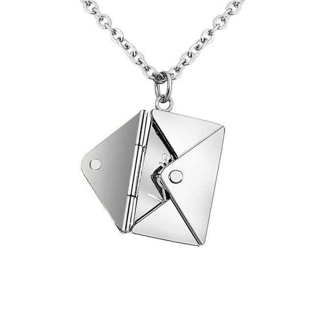 Collar con Sobre y Carta de Amor, Colgante de Acero Inoxidable, Chapado En Oro de 18 Quilates, Diseño Elegante, Regalo Personalizado para El Día de La Madre, Aniversario, Amistad, Cadena de 45 Cm, Du