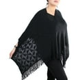 thumbnail image 2 of V-Neck Knitted Short Poncho Black, 2 of 4