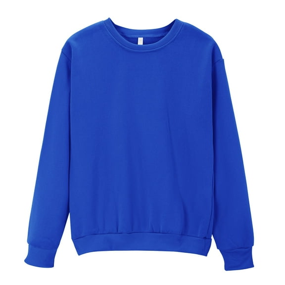 yunLCZ Womens Sweatshirt EcoSmart Sweatshirt, Cotton Crewneck Pullover, Fleece Sweatshirt Polyester Blue L