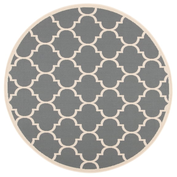 Safavieh Courtyard Alyssa Geometric Indoor/Outdoor Area Rug, Anthracite/Beige, 7'10" x 7'10" Round