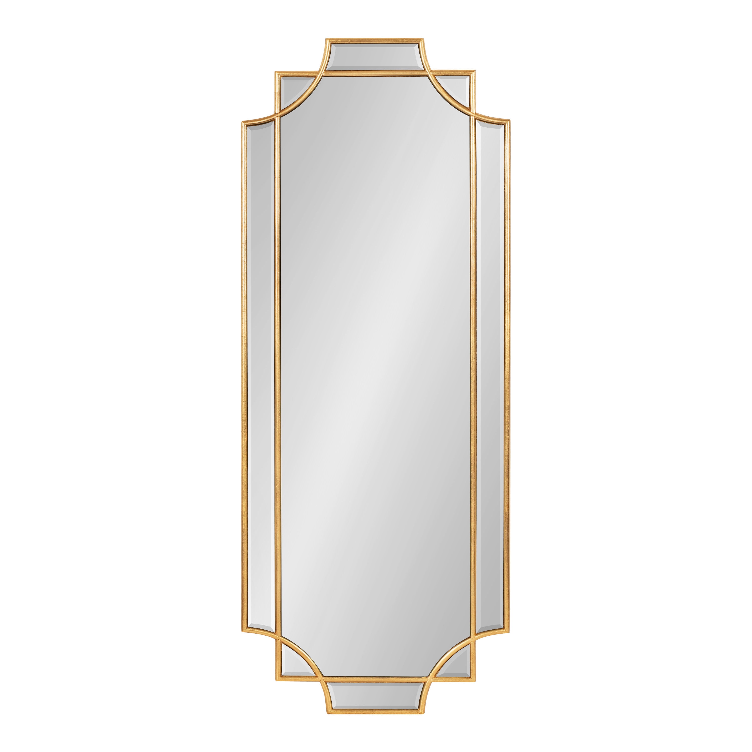 Kate and Laurel Minuette Glam Wall Mirror, 16 x 42, Gold, Elegant Traditional Home Decor With A Boho Charm