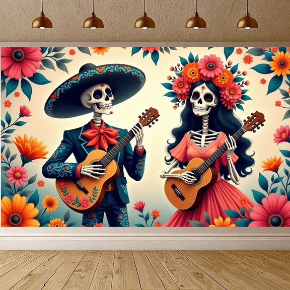 Skeleton Decoration Day of the Dead Fiesta Flowers Indoor Celebration for Party Event Decor Art Festival