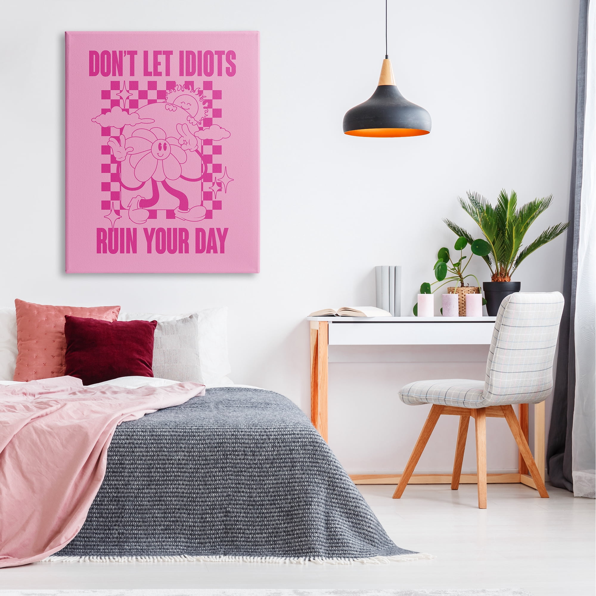 Stupell Industries Funny Retro Inspirational Phrase Botanical & Floral Painting Gallery Wrapped Canvas Art Print Wall Art, 36 x 48