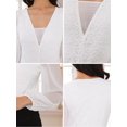 thumbnail image 5 of DARING DIVA V Neck Chiffon Dressy Formal Leotard Bodysuit Tops XL White, 5 of 6