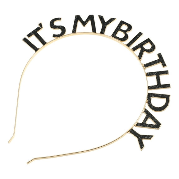 Unique Bargains 1 Pc Classic Birthday Party Rainbow Birthday Headband for Women 7.09"x6.69" Black