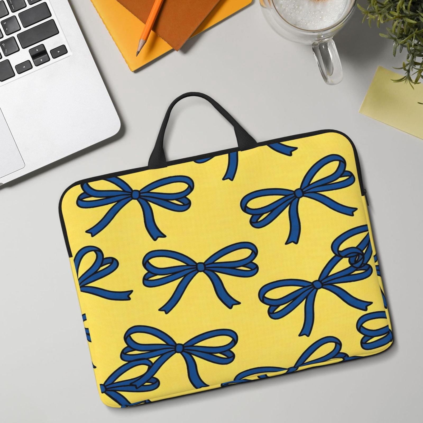Laptop Sleeve Bag For Women Men 14inch Waterproof Durable Protective Computer Carrying Cover Handle Laptop Case Bag Dark Blue Bows