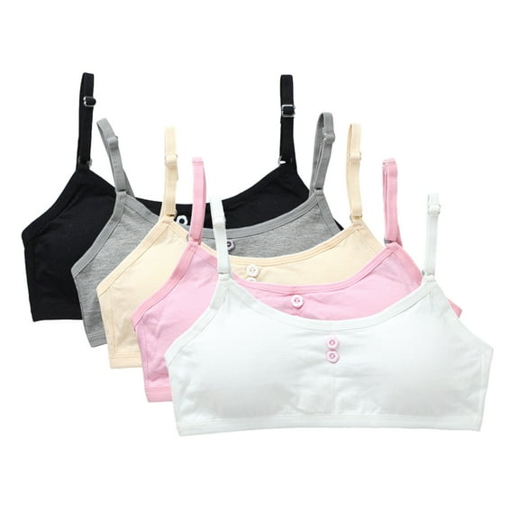 Uccdo Girls Seamless Training Bra Casual Wireless Padded Bra Bralette Sports Bra, 5 Pack, 8-16T