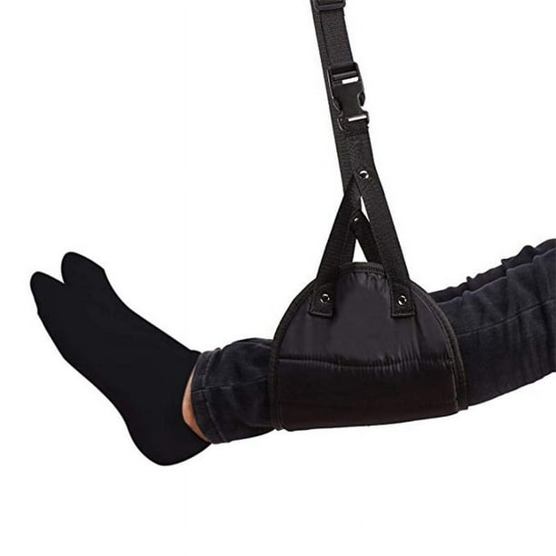 Hamaca para pies de avión (espuma viscoelástica), otomana perfecta para avión u oficina, relaje sus pies - Hamaca para pies para accesorios de viaje en avión, hamaca para patas de escritorio, cómodo trípode plano negro brillar Electrónica