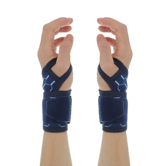 Unique Bargains 1 Pair Wrap-around Wristbands 14.96"x2.95" Wristbands for Sport Navy Blue