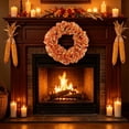 thumbnail image 5 of Bcylexb Fall Fabric Maple Leaf Wreaths for Front Door, 17.7" Autumn Ruffled Ribbon Wreath Harvest Hanging Door Decor for Thanksgiving Wall Window Home, 5 of 6
