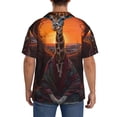 thumbnail image 3 of Rateoe Tree Hollow Meditating Giraffe Pattern Men's Short Sleeve Classic Shirt, Casual Short-Sleeved Shirt, Lightweight Summer Shirt, Cuban Collar Shirt,Button-Front Shirt-X-Large, 3 of 5