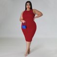 thumbnail image 5 of AURA Women Plus Size Sleeveless Midi Dress Casual Solid Summer Spring Stretch Dress, 5 of 8