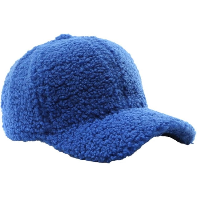 LinYooLi Winter Baseball Cap for Women Lamb Wool Solid Color Warm Visor Teddy Fleece Hat for Outdoor Travel Adjustable