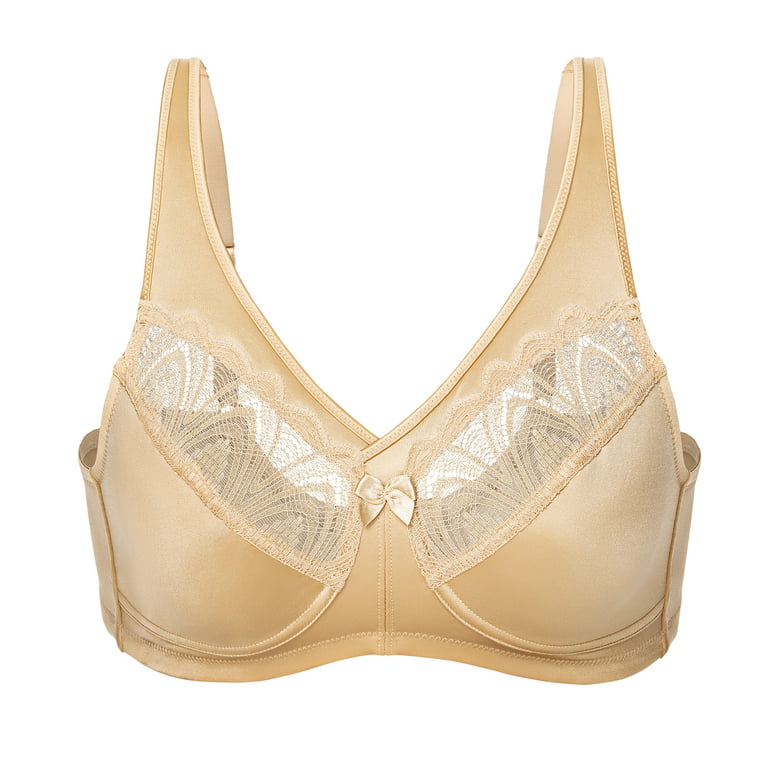 Lace Full Coverage Wirefree Bra Plus Size Nude – WingsLove