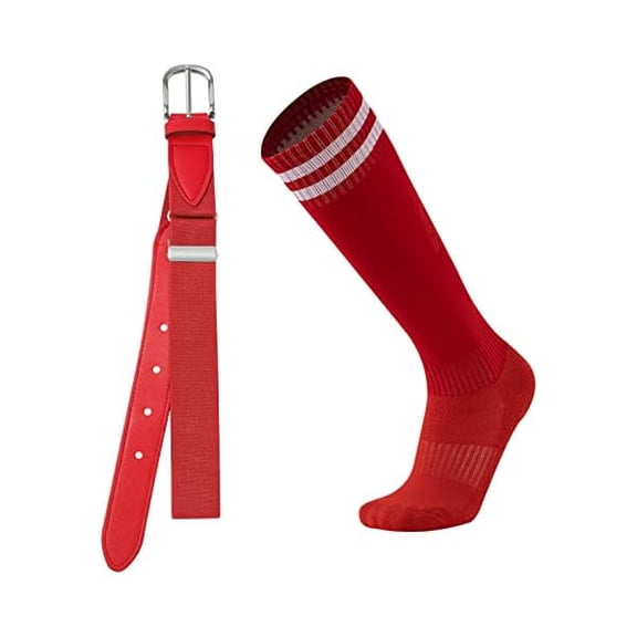 Eryueer Youth Baseball Socks and Belt - Kids Softball Belts and Socks Combo for Youth Boys Girls