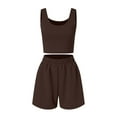 thumbnail image 2 of Baqcunre Lounge Sets for Women,Summer Shorts Sets 2 Piece Sleeveless Matching Crop Top and High Waisted Shorts,Outfits for Women Womens Pajamas Pajama Set Womens Clothes Khaki M, 2 of 7