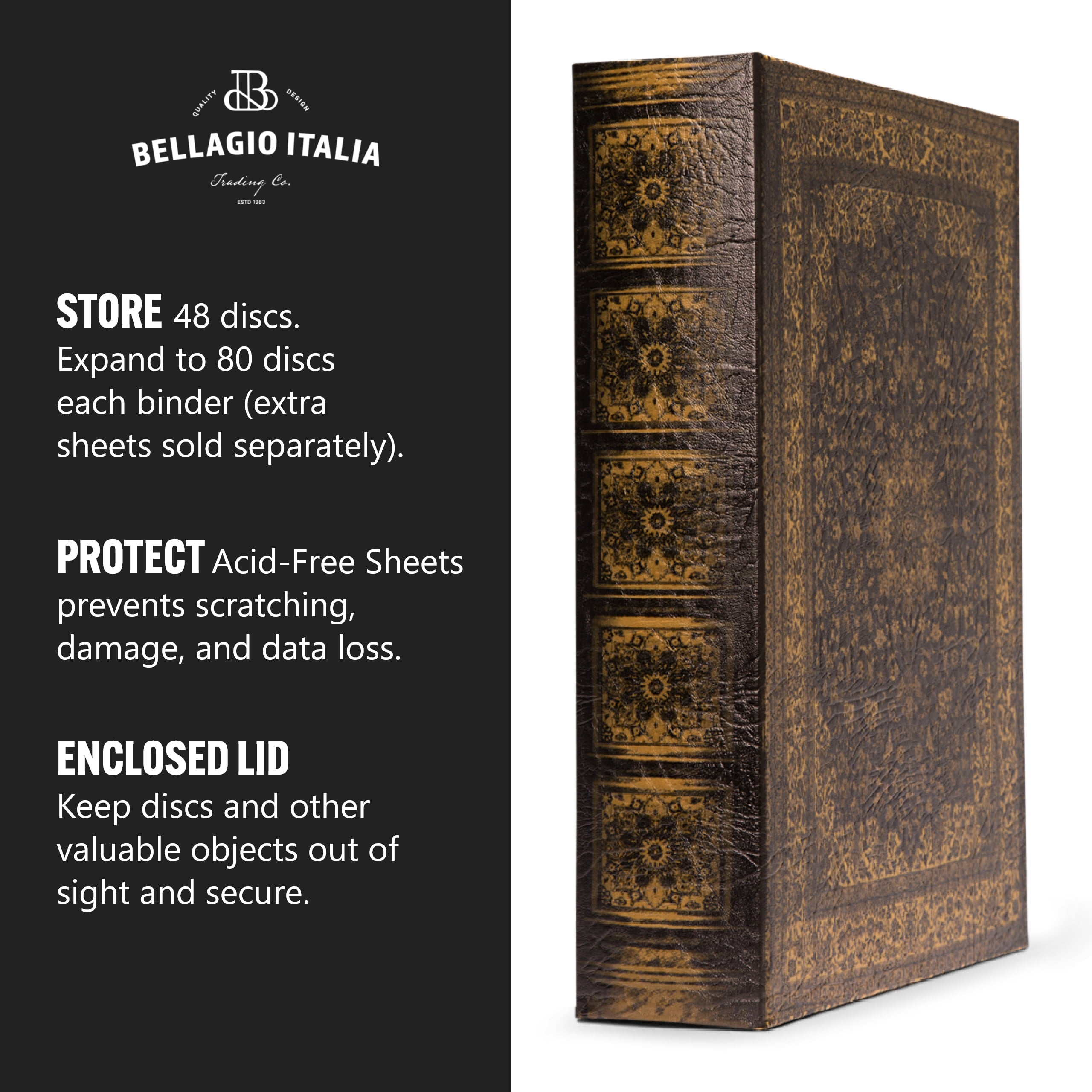 【中古】bellagio-italia Olde World Persian DVD、CDブックボックス3パック???Holds 144ディスク Bellagio-Italia Large Capacity CD/DVD Storage Binder - Leather