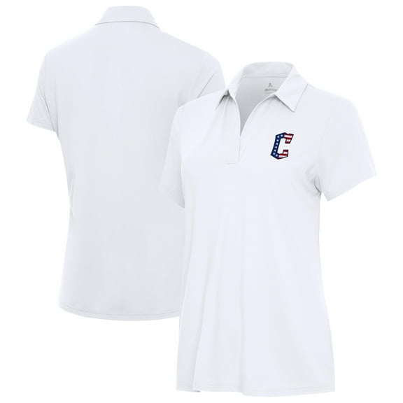 Women's Antigua White Cleveland Guardians Independence Day Patriotic Logo Era Polo