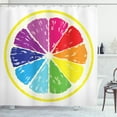 thumbnail image 1 of Lemon Shower Curtain, Cross Sectional View of Partioned Citrus with Transitioned Rainbow Colors Slice Frame, Fabric Bathroom Set with Hooks, 69W X 75L Inches Long, Multicolor, by Ambesonne, 1 of 3