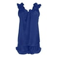 thumbnail image 4 of XUNKUSGA Silk Pajamas for Women Set 2 Piece Pjs Casual Summer Womens Silk Pajamas Set Fashion Satin Ruffle Tank Top and Shorts Sleepwear Set S-2XL,Blue, 4 of 9