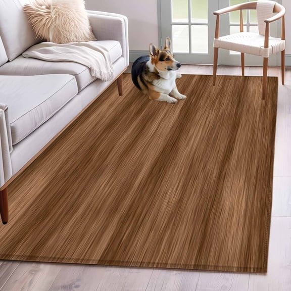 Area Rugs 2.7'x5', Brown Wooden Board Carpet for Living Room Bedroom Dining Room, Simple Vintage Country Wood Grain Throw Kitchen Rugs Non Slip Washable Rectangle Indoor Outdoor Rugs