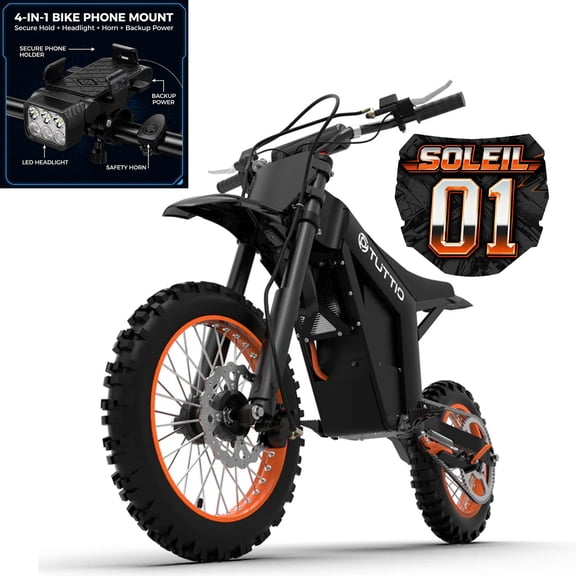 TUTTIO Soleil01 Adult Electric Dirt Bike - 3000W Peak Motor for 37 Mph Speed | 48V 21Ah Long-Range Battery (45 Miles) | Full Suspension & Hydraulic Brakes for All Terrain