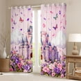 thumbnail image 2 of Homewish Luxury Princess Castle Black Out Curtains,Brauty Flower Floral Curtains Pack of 2 (42x63 Each),Fairy Tale Theme Bedroom Curtains For Girrl Kids,Breathable Home Decor, 2 of 6