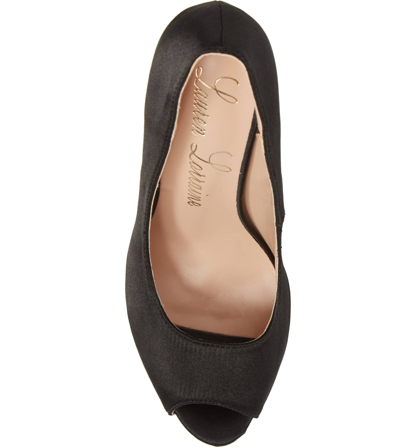 Lauren Lorraine Black Peep-Toe Platform Pump Super High Heel