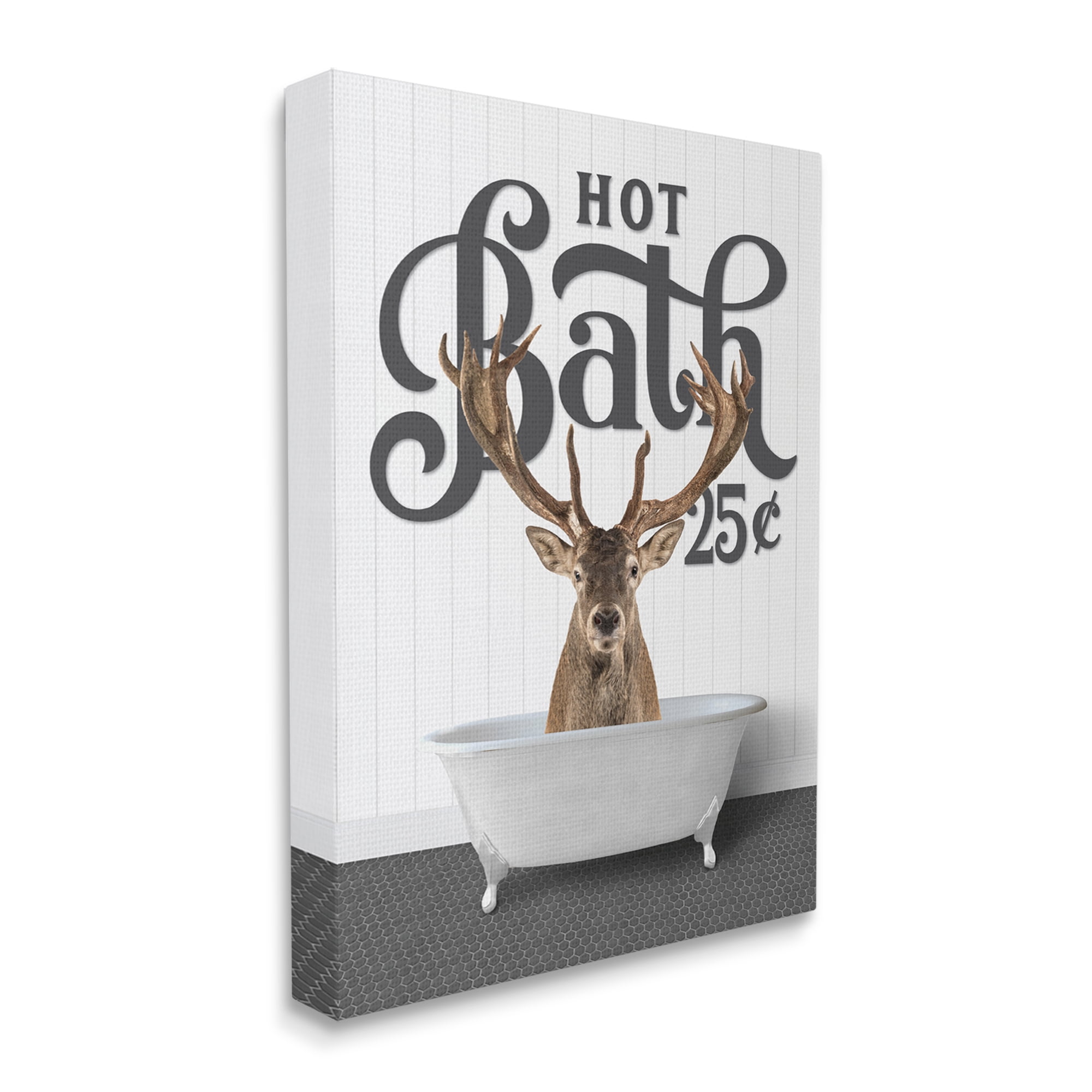 Stupell Industries Vintage Elk Bathtub Animals & Insects Painting Gallery Wrapped Canvas Print Wall Art, 24 x 30