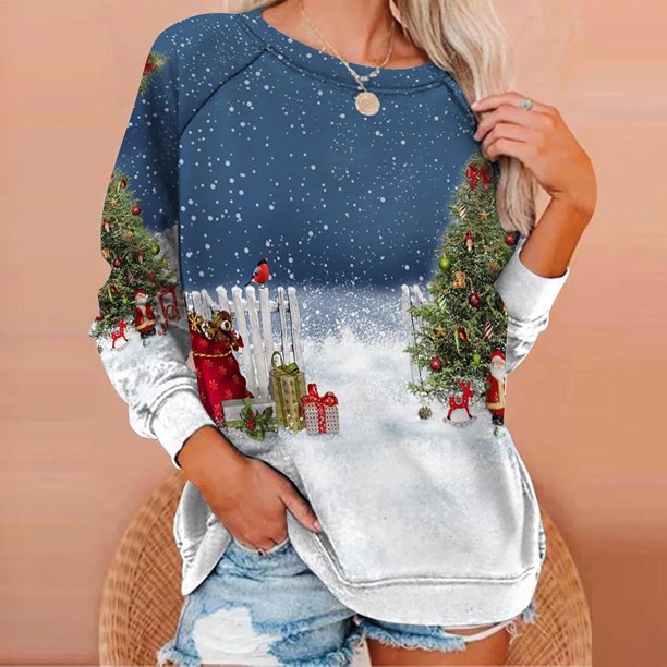 Pntutb, camiseta de manga larga suelta con cuello redondo y estampado informal a la moda de verano para mujer, blusa, Jersey Pntutb Pntutb-4480