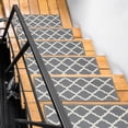 thumbnail image 4 of Ottomanson Non-Slip Rubberback Moroccan Trellis 8.5" x 26" Indoor Stair Treads, 7 Pack, Gray, 4 of 9
