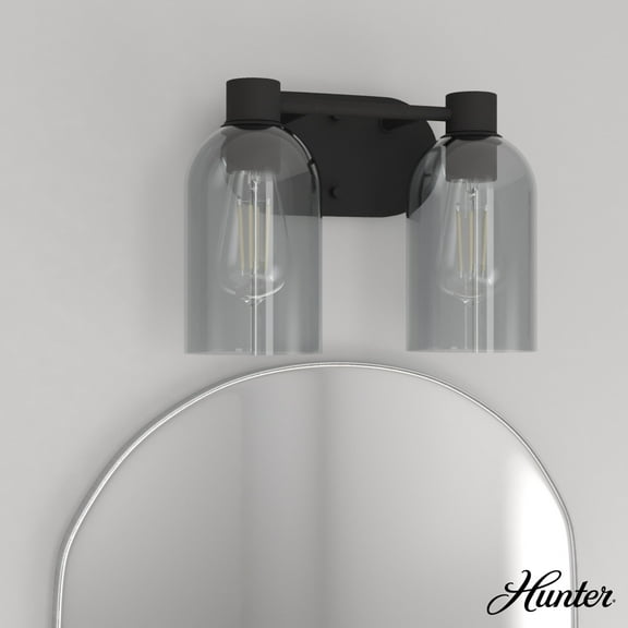Hunter - Lochemeade 2-light Natural Black Iron, Small Vanity Light, Dimmable, Modern Style, for Bedrooms, Dining, Living Rooms - 19779