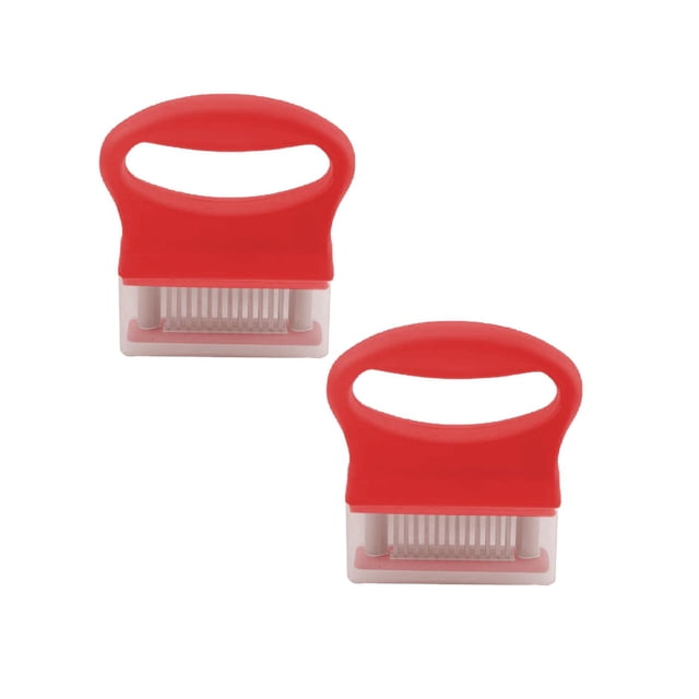 Oleegame 2PC Potato Fry Cutter Meat With 48 Stainless Steel 2024 Premium Meat Needle Heavy Duty Cooking Machinem Kitchen Cooking Tool Meat Tool Tenderizing Steak Chicken Red