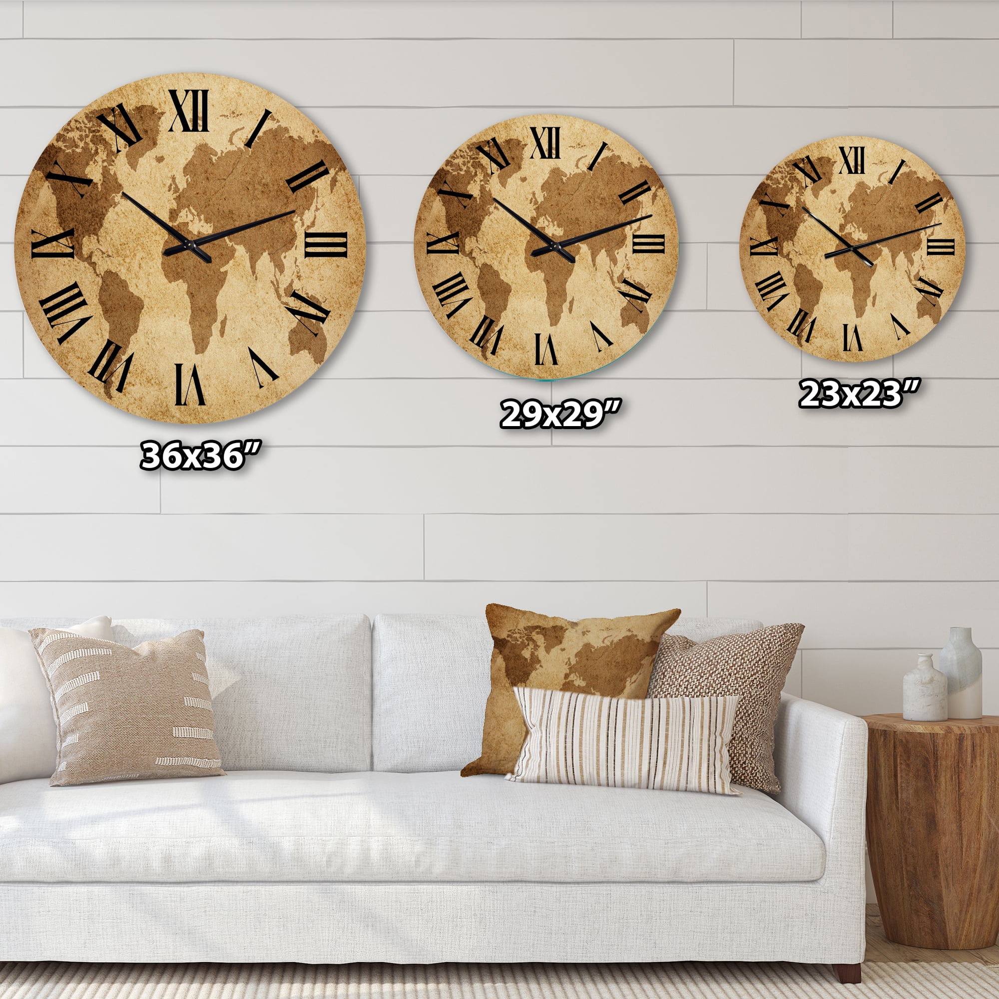 Designart 'Ancient Map Of The World V' Vintage Wall Clock