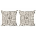 thumbnail image 1 of Abstract Throw Pillow Cushion Cover Pack of 2, Leaf Geometric Flower Silhouettes Grid Diamond Shapes Connected, Zippered Double-Side Digital Print, 4 Sizes, Champagne Charcoal Grey, by Ambesonne, 1 of 2